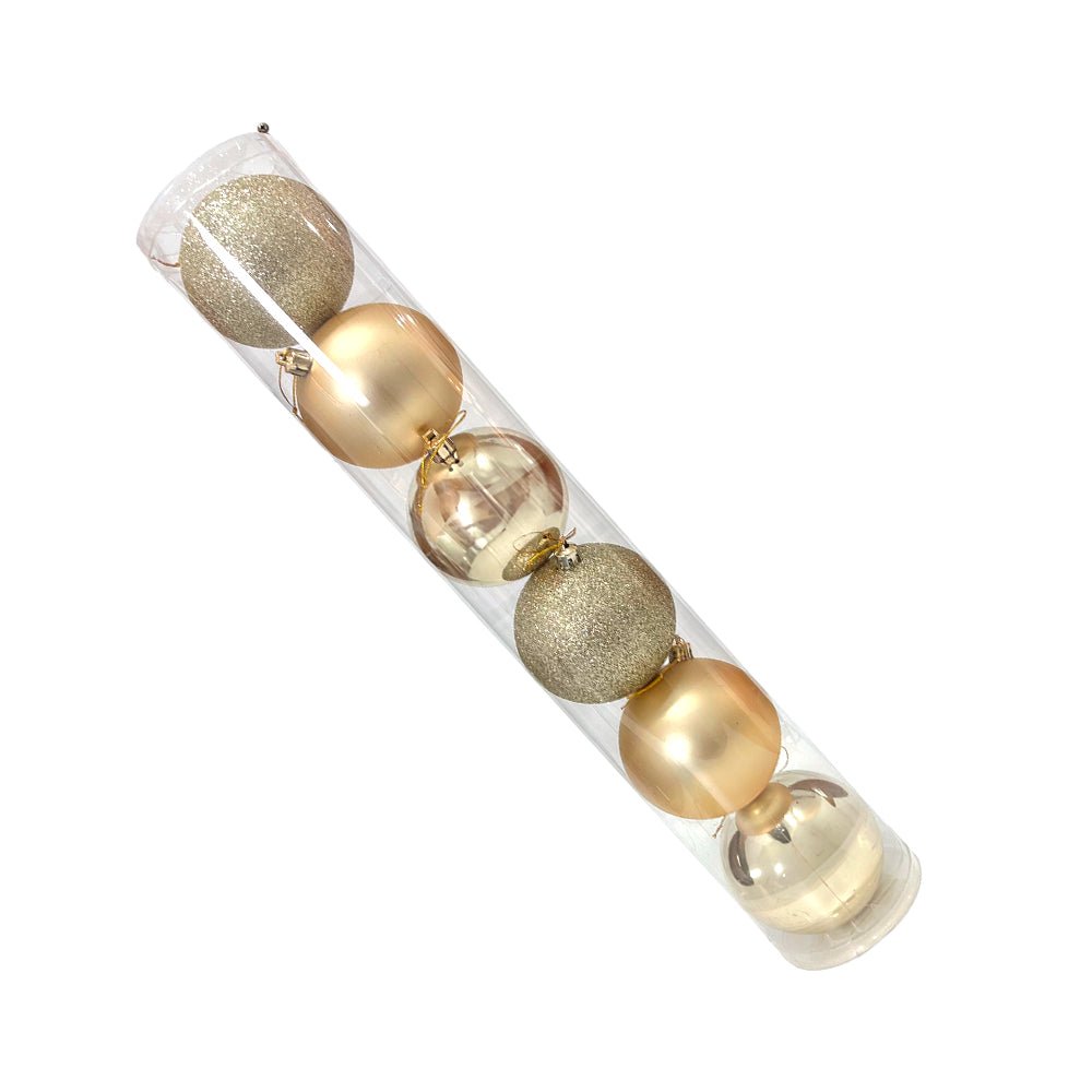 Bola Navideña 6 pza / Brillantes, Mate y Escarchado / Dorado / 8 cm / Maranelo Christmas - Maranelo Christmas - Titan.com.pa - 7453132421978