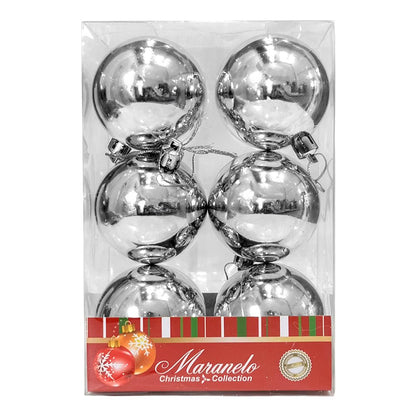 Bola Navideña 6 pza / Brillantes / Plateado / 6 cm / Maranelo Christmas - Maranelo Christmas - Titan.com.pa - 7453125134373