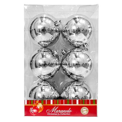 Bola Navideña 6 pza / Brillantes / Plateado / 8 cm / Maranelo Christmas - Maranelo Christmas - Titan.com.pa - 7453125135011