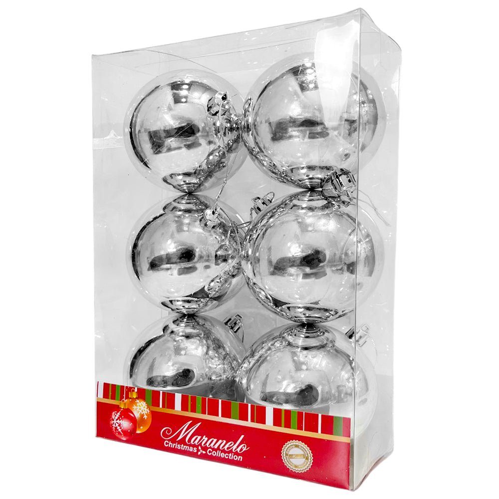 Bola Navideña 6 pza / Brillantes / Plateado / 8 cm / Maranelo Christmas - Maranelo Christmas - Titan.com.pa - 7453125135011