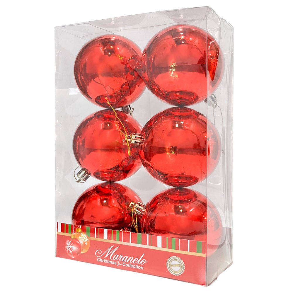 Bola Navideña 6 pza / Brillantes / Rojas / 8 cm / Maranelo Christmas - Maranelo Christmas - Titan.com.pa - 7453125134984
