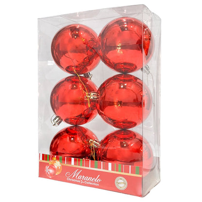 Bola Navideña 6 pza / Brillantes / Rojas / 8 cm / Maranelo Christmas - Maranelo Christmas - Titan.com.pa - 7453125134984