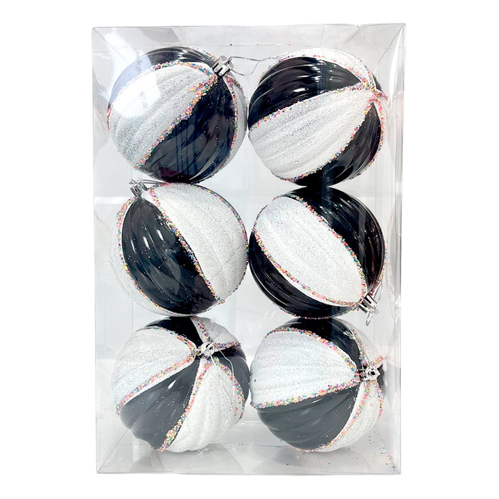 Bola Navideña 6 pza / Decorativa Negro y Blanco / 10 cm / Maranelo Christmas - Maranelo Christmas - Titan.com.pa - 7453130546666