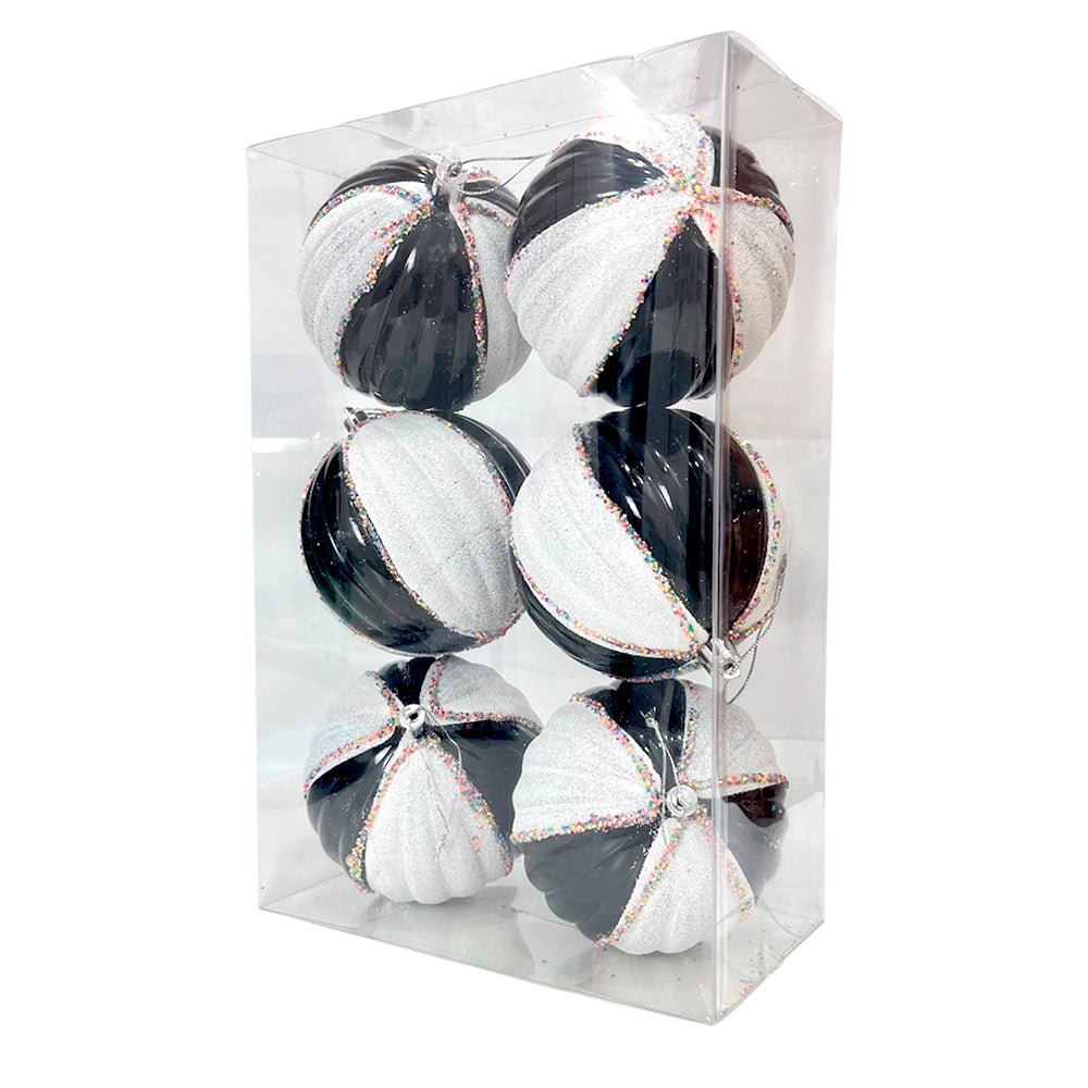 Bola Navideña 6 pza / Decorativa Negro y Blanco / 10 cm / Maranelo Christmas - Maranelo Christmas - Titan.com.pa - 7453130546666