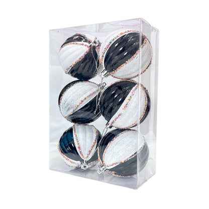 Bola Navideña 6 pza / Decorativa Negro y Blanco / 8 cm / Maranelo Christmas - Maranelo Christmas - Titan.com.pa - 7453130546680