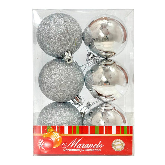 Bola Navideña 6 pza / Decorativa / Plateadas / 6 cm / Maranelo Christmas - Maranelo Christmas - Titan.com.pa - 7453132412037