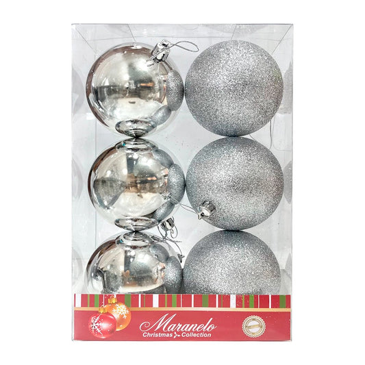 Bola Navideña 6 pza / Decorativas / Plateada / 8 cm / Maranelo Christmas - Maranelo Christmas - Titan.com.pa - 7453125133574