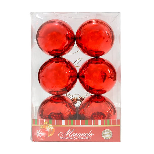 Bola Navideña 6 pza / Lisa Brillantes / Rojas / 7 cm / Maranelo Christmas - Maranelo Christmas - Titan.com.pa - 7453132413768