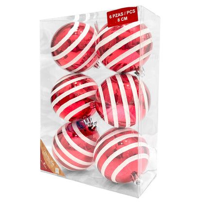Bola Navideña Decorada / Miro Christmas / 8 cm Set 6 Piezas Rojo y Blanco - Miro Christmas - Titan.com.pa - 7450206282244