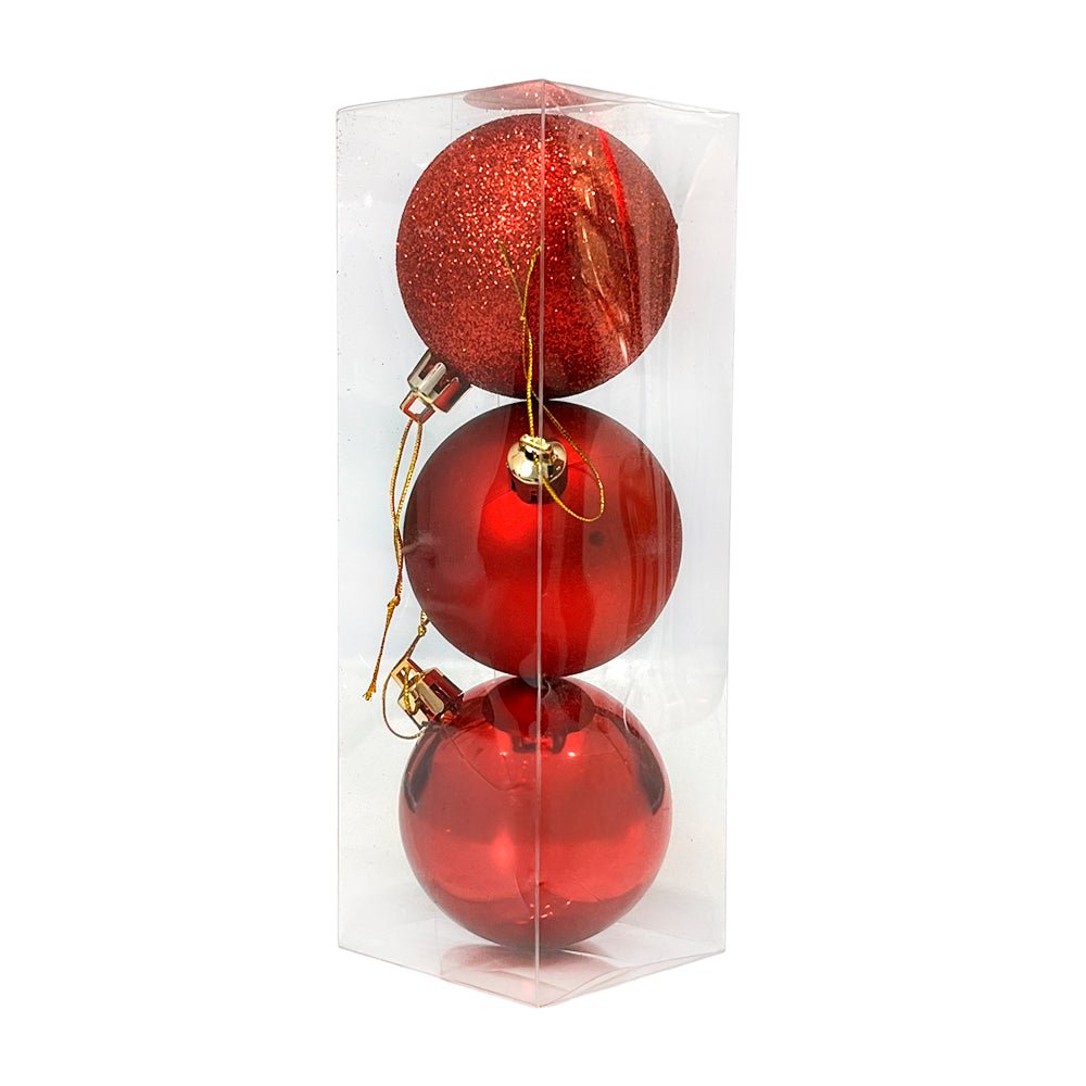 Bola Navideña Lisa de 6Cm Maranelo Christmas / 3 Piezas / Brillante - Mate - Escarchada / Roja - Maranelo Christmas - Titan.com.pa - 7453132422265