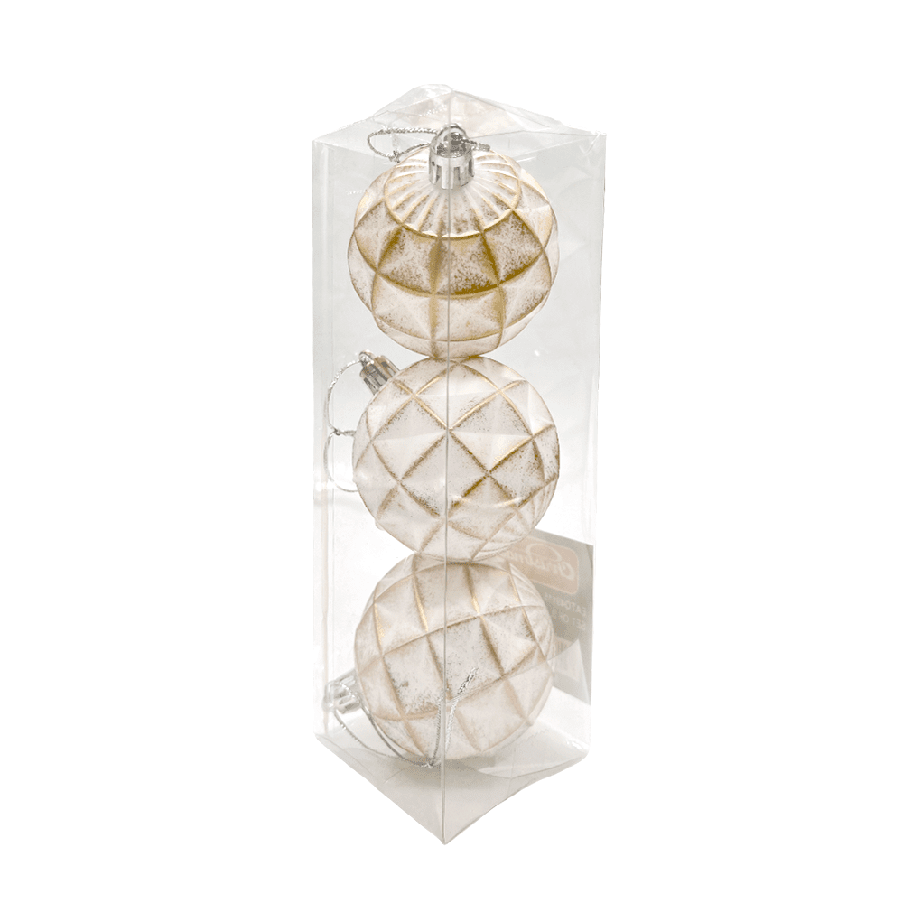 Bolas Navideñas Christmas Elegance 6Cm / 3 Piezas / Blanco - Dorado - Christmas Elegance - Titan.com.pa - 2100000049745