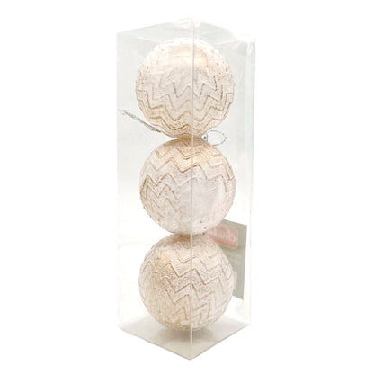 Bolas Navideñas Christmas Elegance 6Cm / 3 Piezas / Dorado - Blanco - Christmas Elegance - Titan.com.pa - 2100000547821