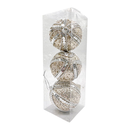 Bolas Navideñas Decoradas Maranelo Christmas de 8Cm / 3 Piezas / Dorado - Maranelo Christmas - Titan.com.pa - 7453118244324