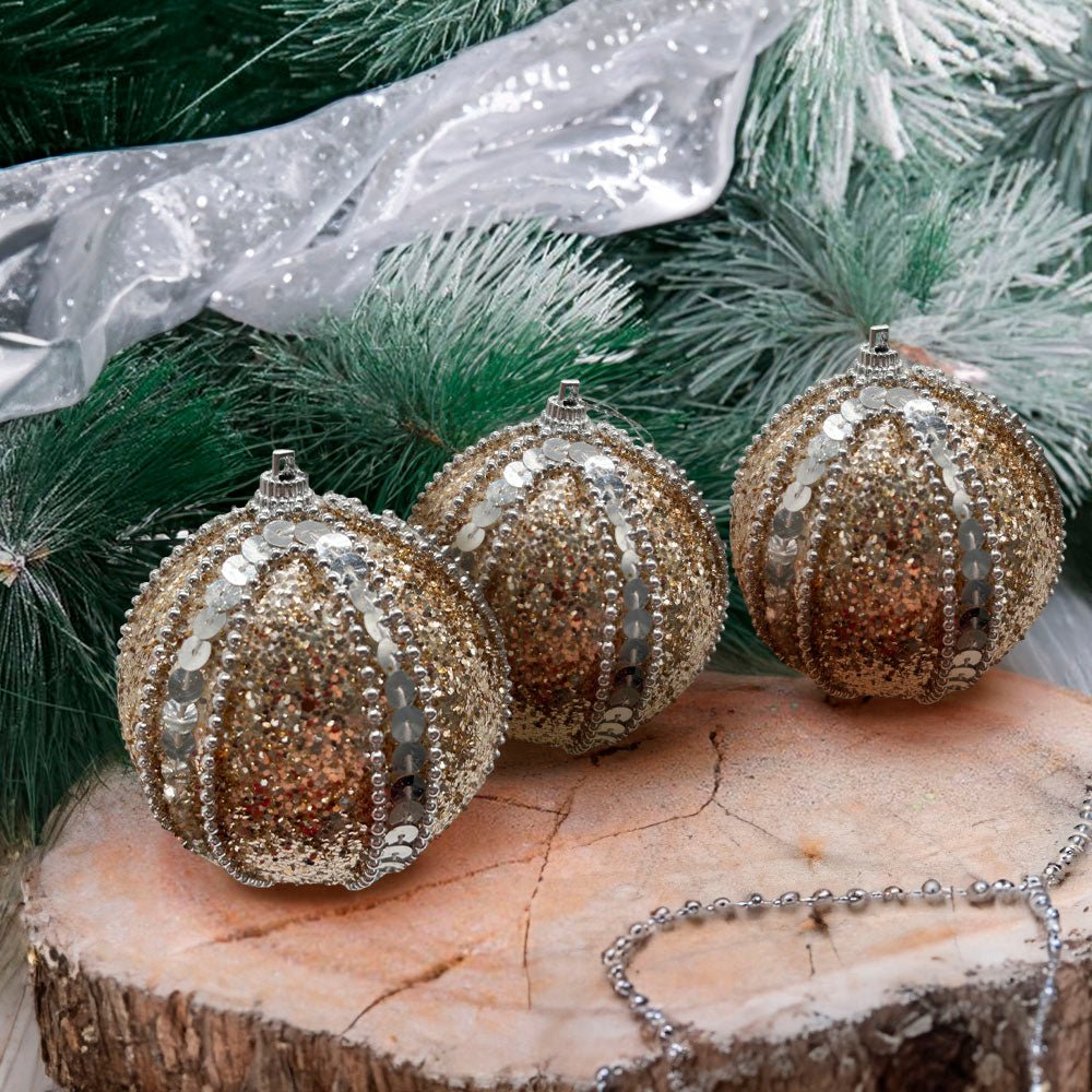 Bolas Navideñas Decoradas Maranelo Christmas de 8Cm / 3 Piezas / Dorado - Maranelo Christmas - Titan.com.pa - 7453118244324
