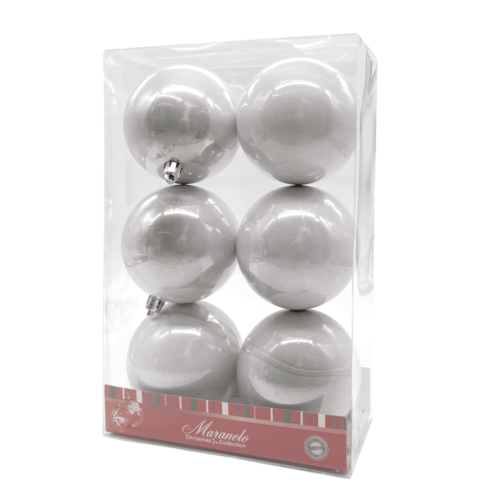 Bolas Navideñas Maranelo Christmas de 8Cm / 6 Piezas / Plateado Perlado - Maranelo Christmas - Titan.com.pa - 7453118231768