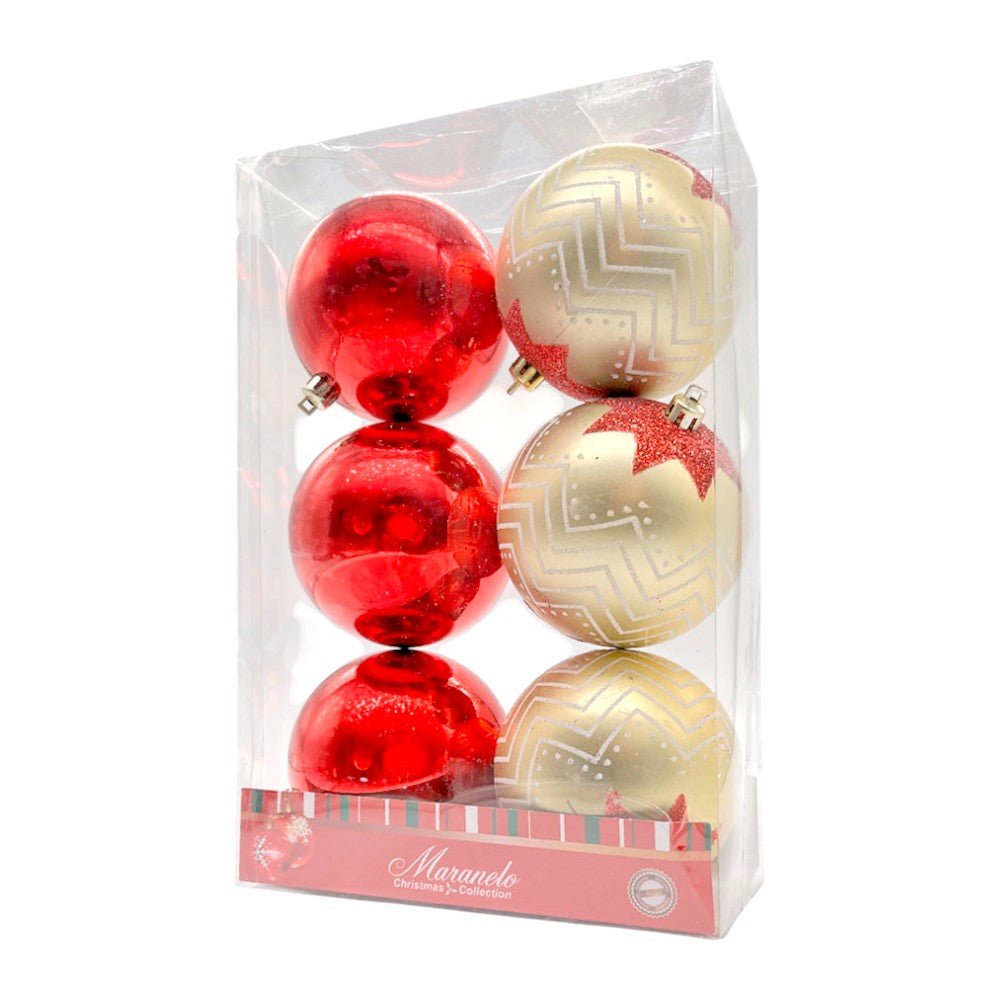 Bolas Navideñas Maranelo Christmas de 8cm / 6 Piezas / Roja - Dorada - Maranelo Christmas - Titan.com.pa - 7453118225996