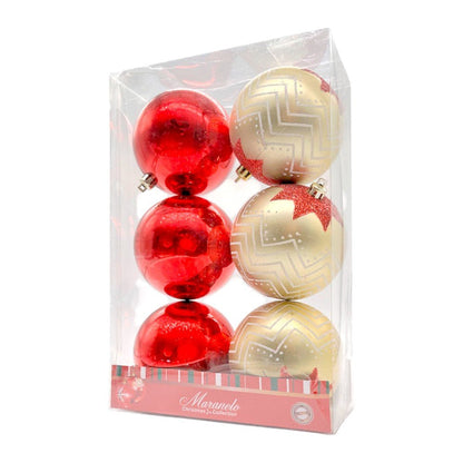 Bolas Navideñas Maranelo Christmas de 8cm / 6 Piezas / Roja - Dorada - Maranelo Christmas - Titan.com.pa - 7453118225996