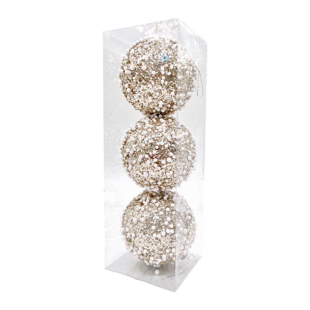 Bolas Navideñas Maranelo Christmas de 8Cm / Decoradas / 3 Piezas / Dorado - Maranelo Christmas - Titan.com.pa - 7453118244683