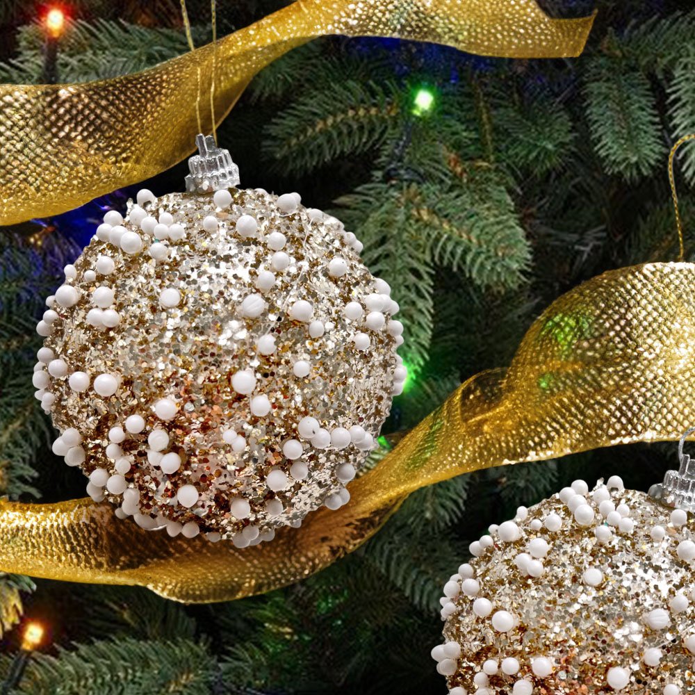 Bolas Navideñas Maranelo Christmas de 8Cm / Decoradas / 3 Piezas / Dorado - Maranelo Christmas - Titan.com.pa - 7453118244683