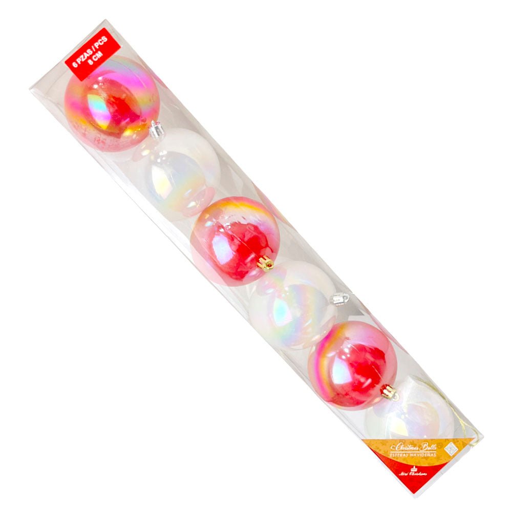 Bolas Navideñas Miro Christmas de 8Cm / 6 Piezas / Roja - Blanca - Miro Christmas - Titan.com.pa - 7450206067001