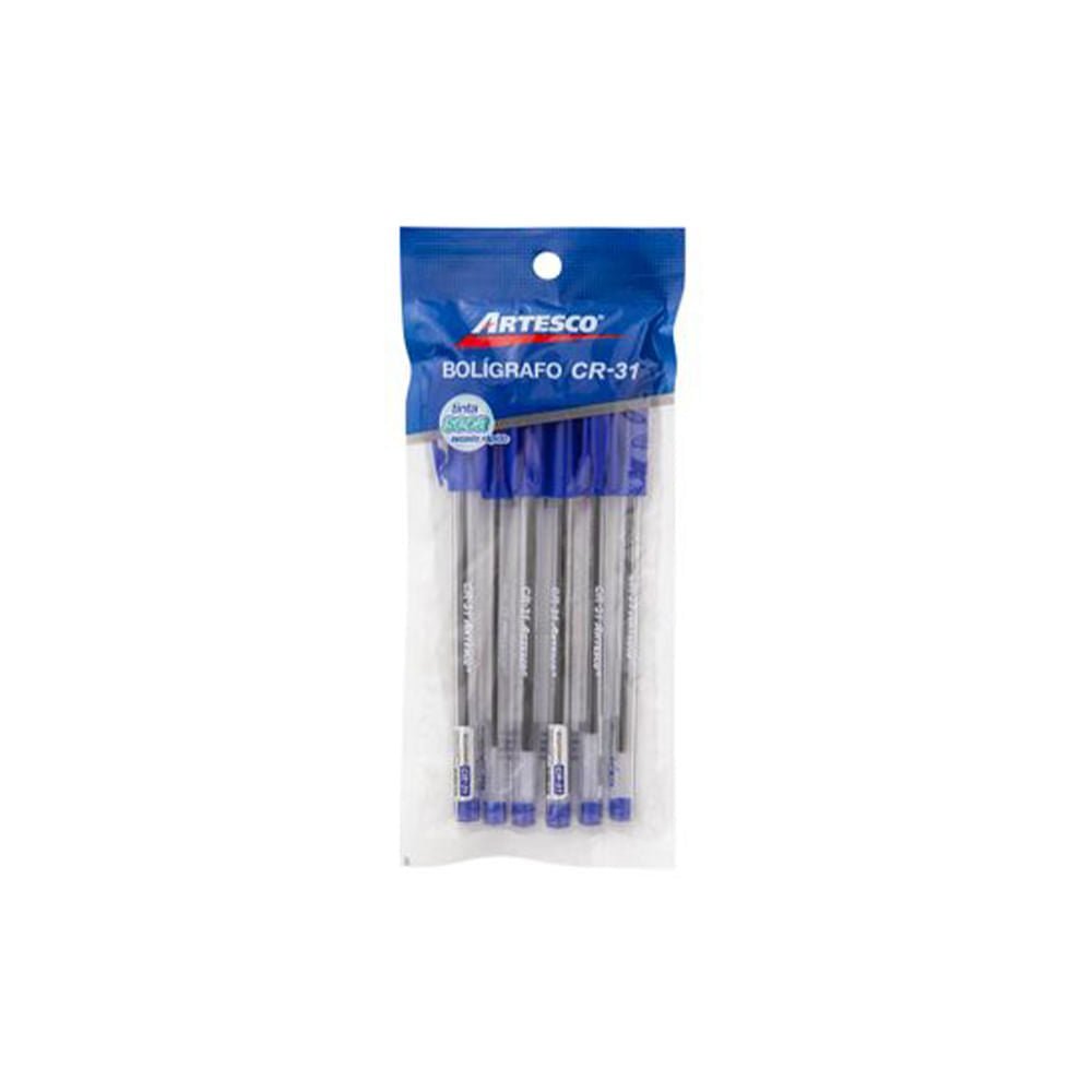 Bolígrafo Artesco Tinta Seca CR-31 6 Piezas
