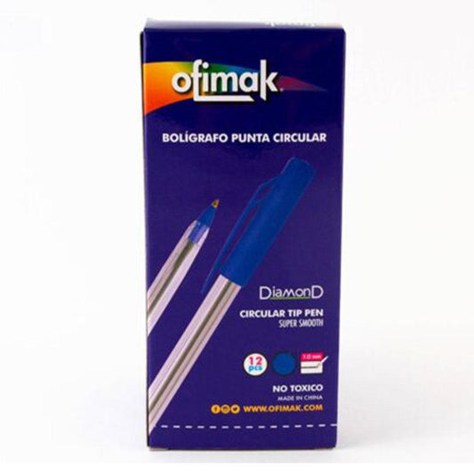 Bolígrafo Ofimak Diamond Azul 12 Piezas