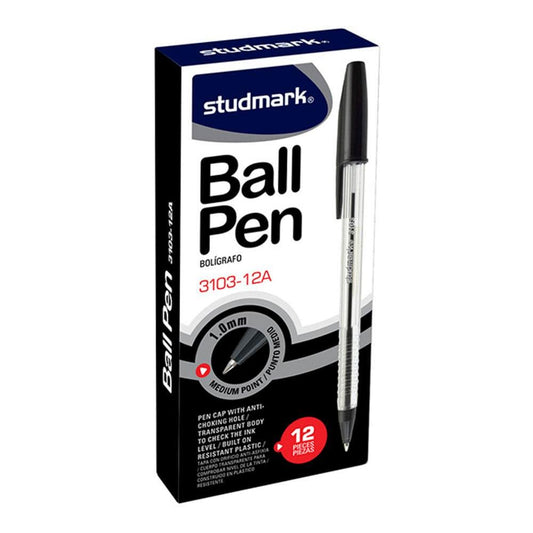 Bolígrafo Studmark Negro 12 Piezas
