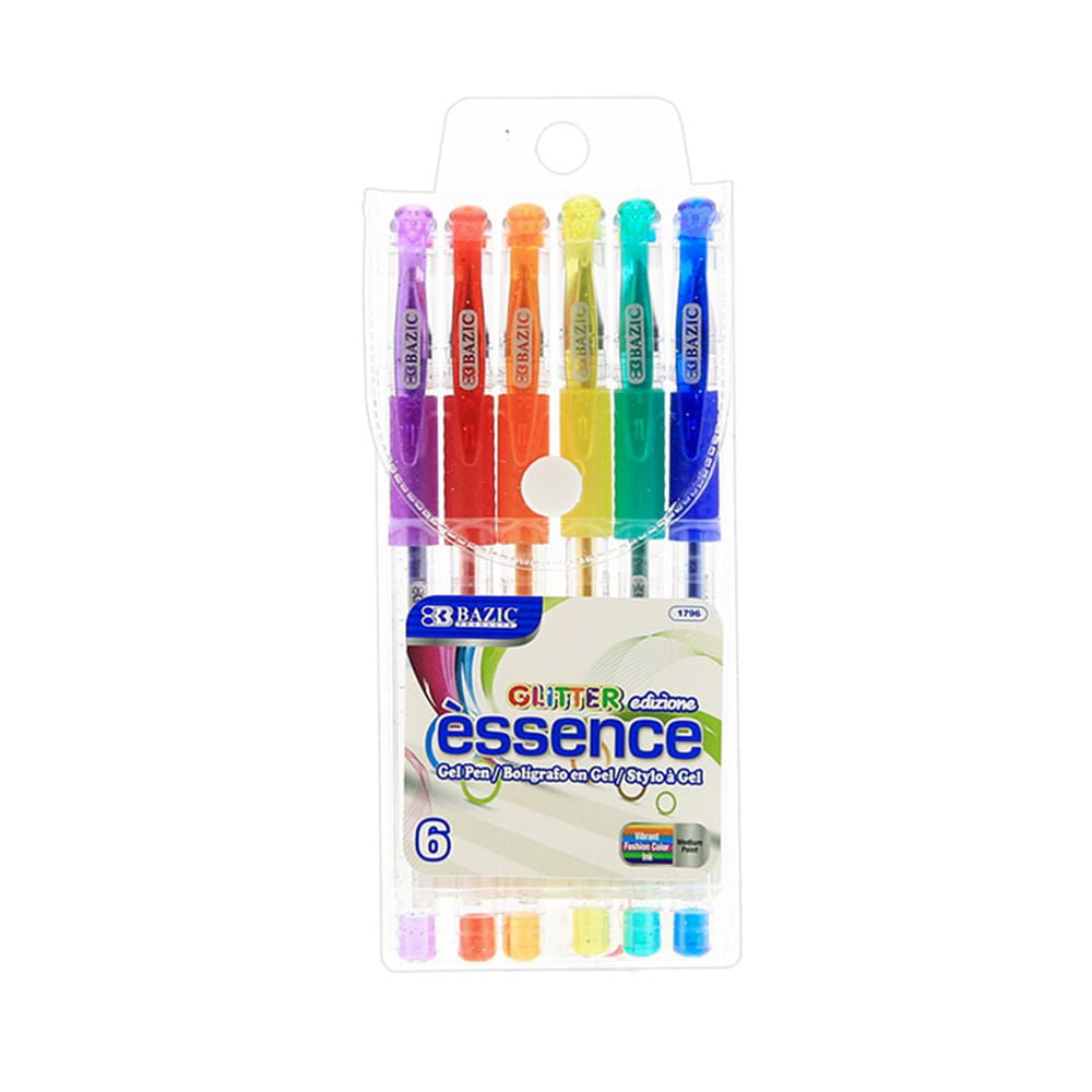 Bolígrafos Bazic Gel Essence Escarchado 6 Piezas - Surtido