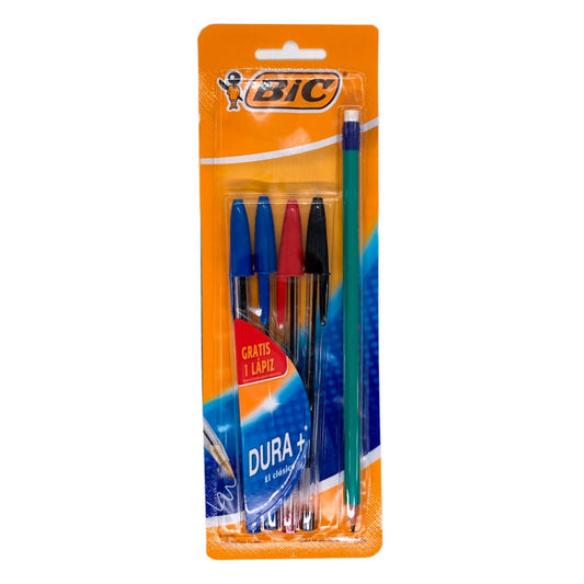 Bolígrafos Bic Clásico 1.0 mm de 4 Piezas y Lápiz - Surtido