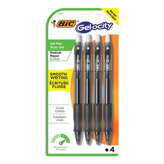 Bolígrafos Bic Gel-Ocity 0.7 mm Negro de 4 Piezas