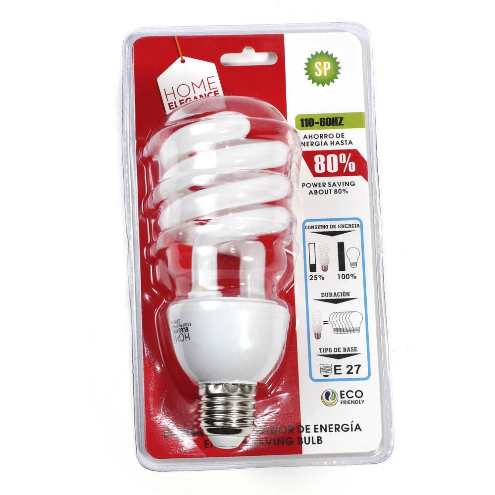 Bombillo Ahorrador Spiral Long Home Elegance 24 Watts