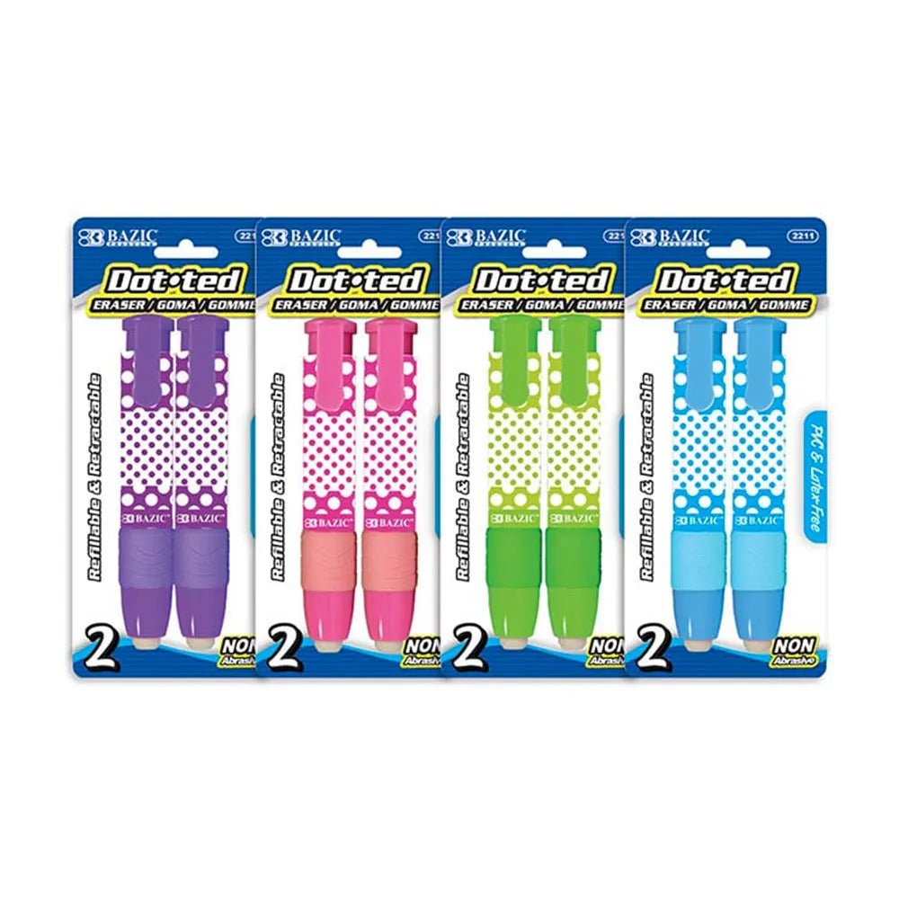 Borrador Bazic / Estilo Lápiz / 2 Piezas / Retráctil / Surtido - Bazic - Titan.com.pa - 764608022115