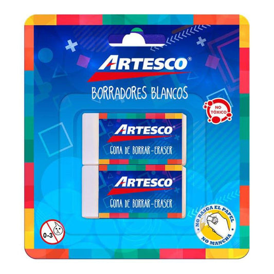 Borrador Blanco Blister Artesco 2 Piezas