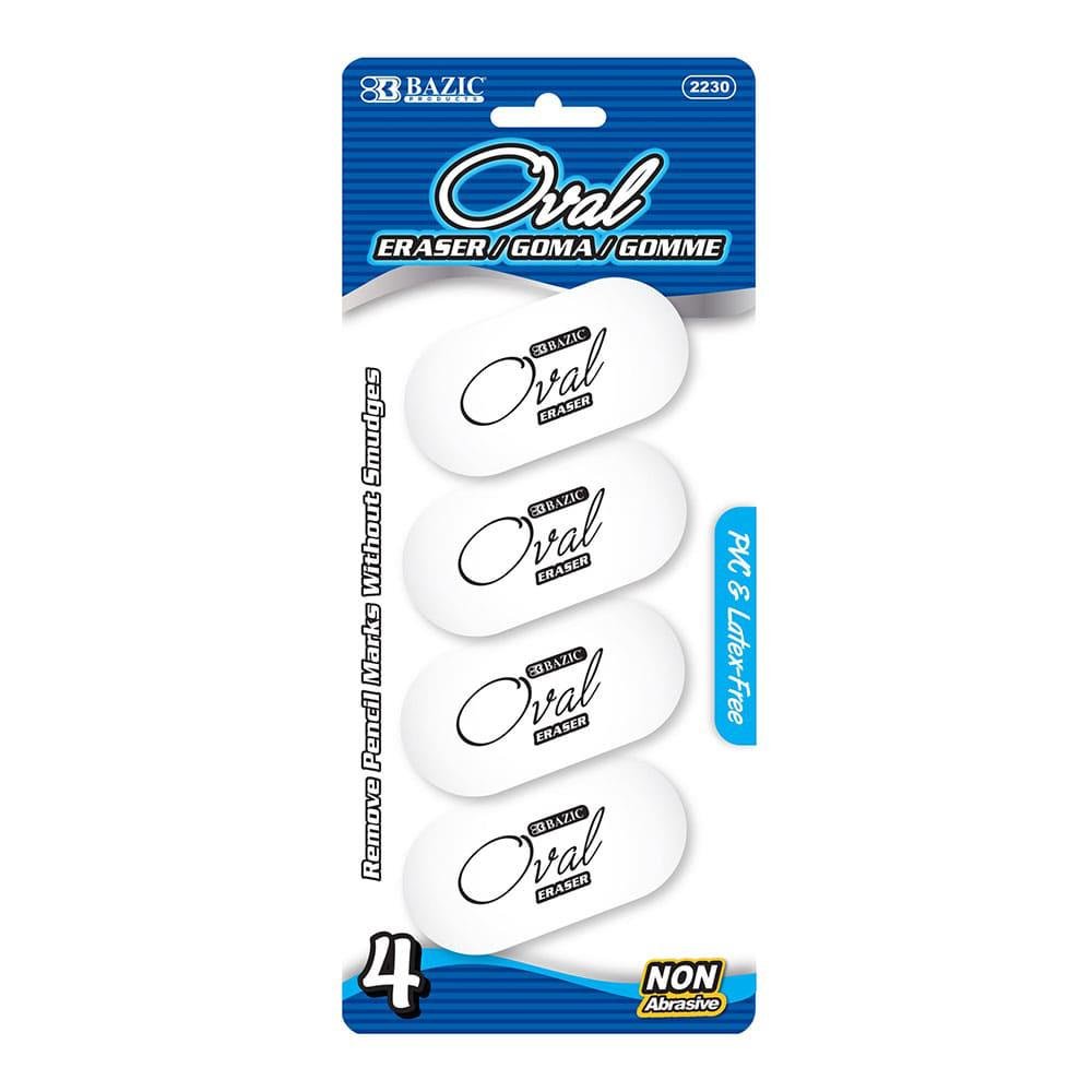 Borrador Blanco Ovalado Bazic 4 Piezas