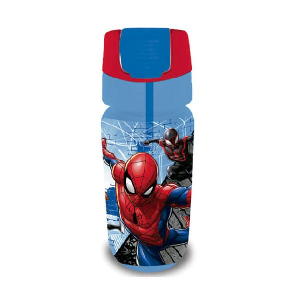 Botella Plástica Spiderman Con Carrizo 500 ml