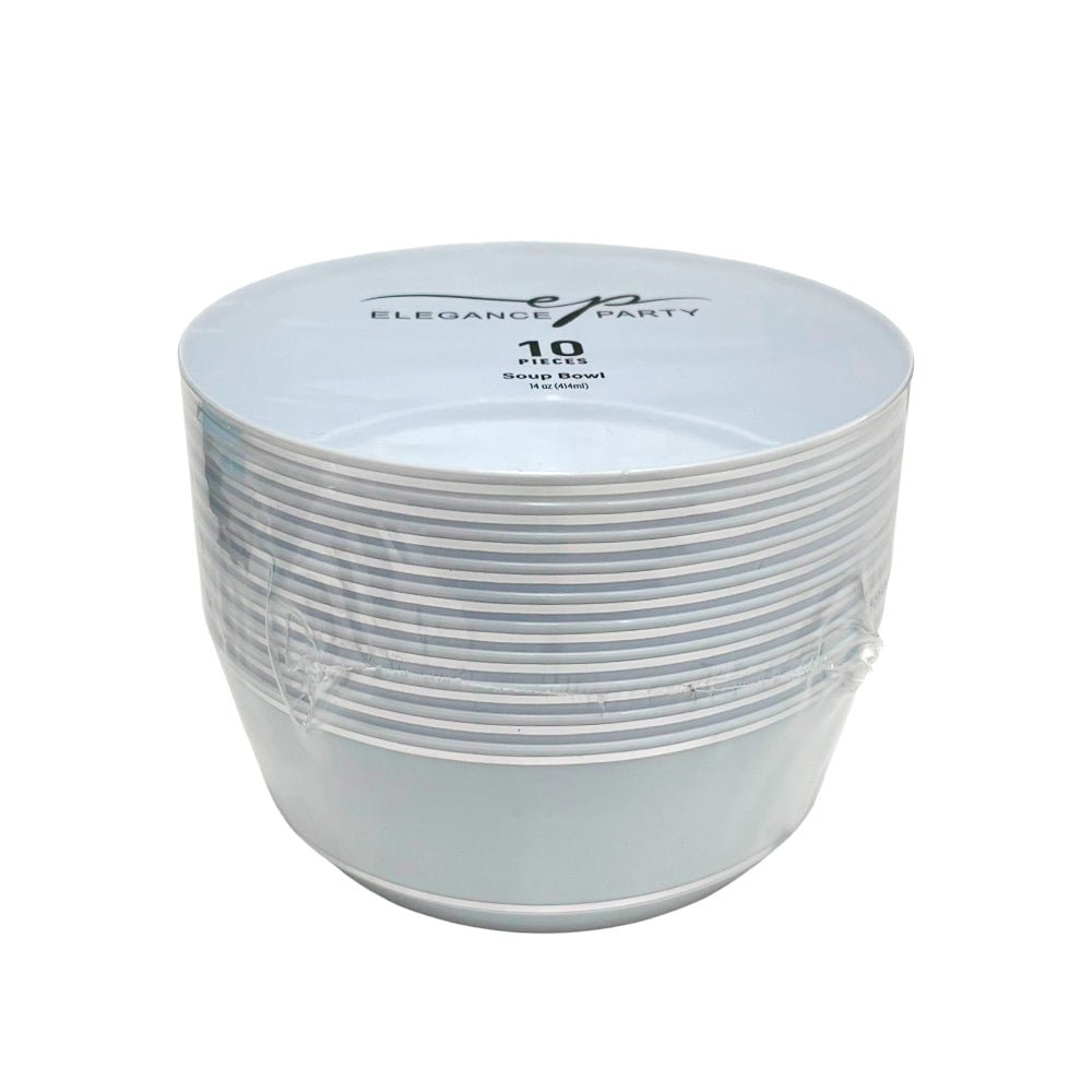 Bowl White/Silver de 14 oz Elegance Party