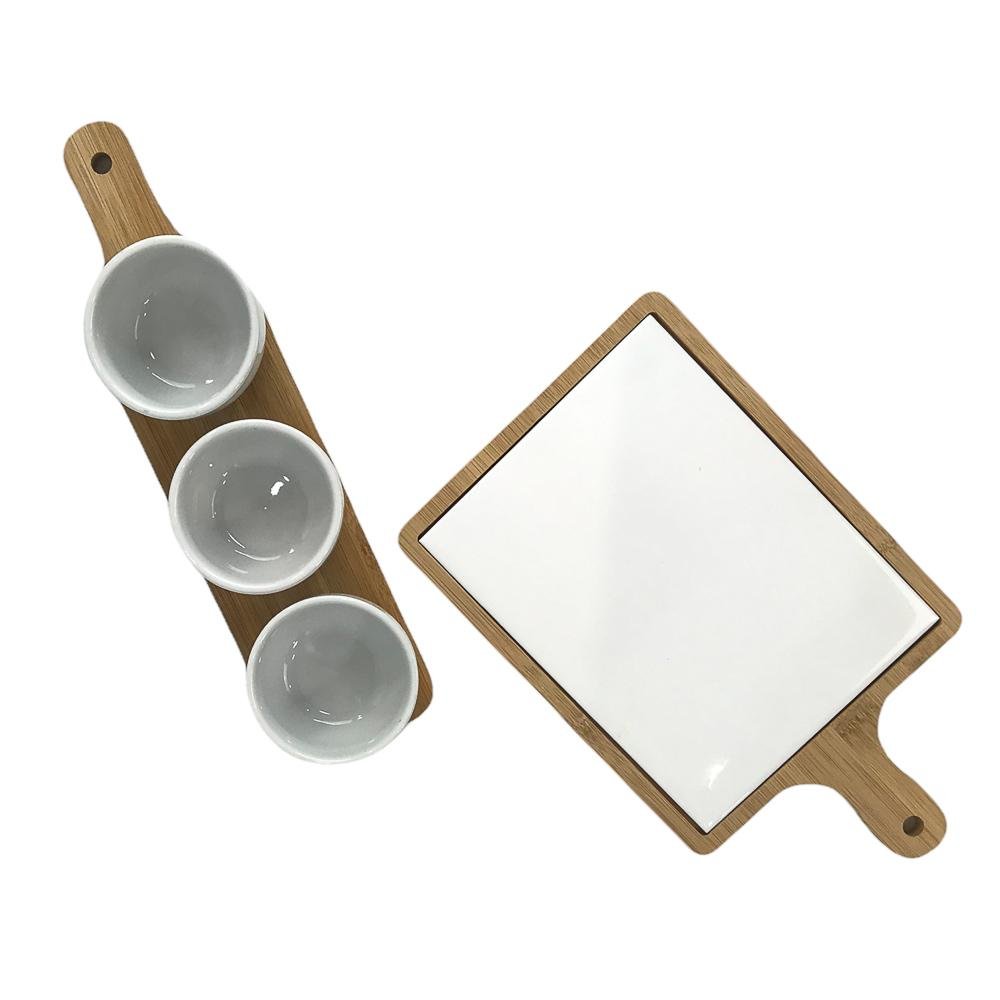 Bowl Para Dips Tabletops Gallery Con Base de Bamboo 6 Piezas