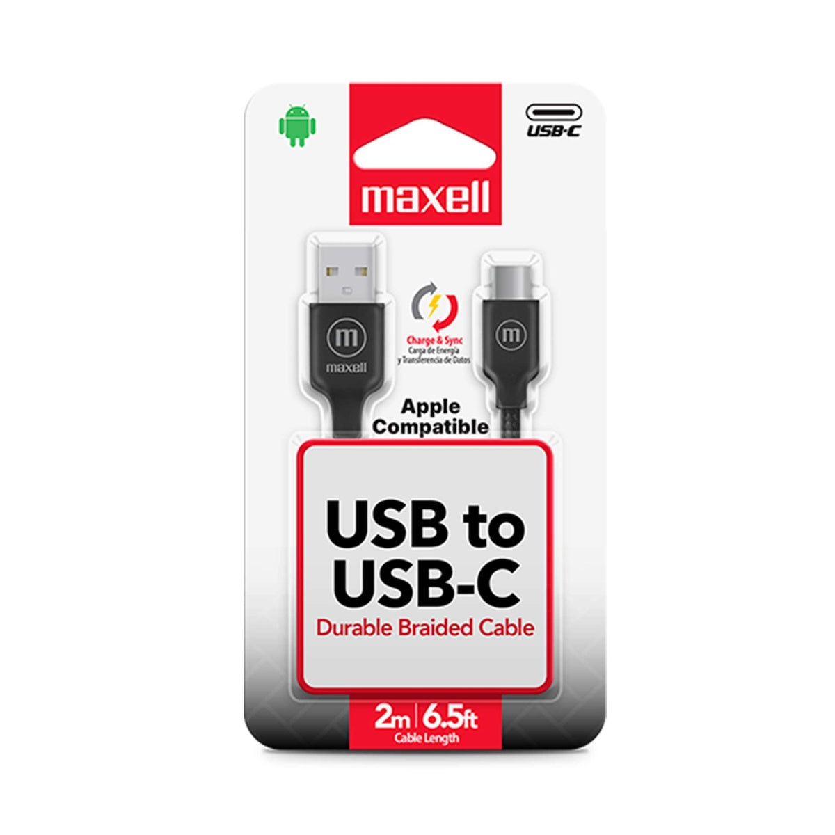 Cable de Carga Trenzado Maxell 2m Negro - MAXELL - 11016157