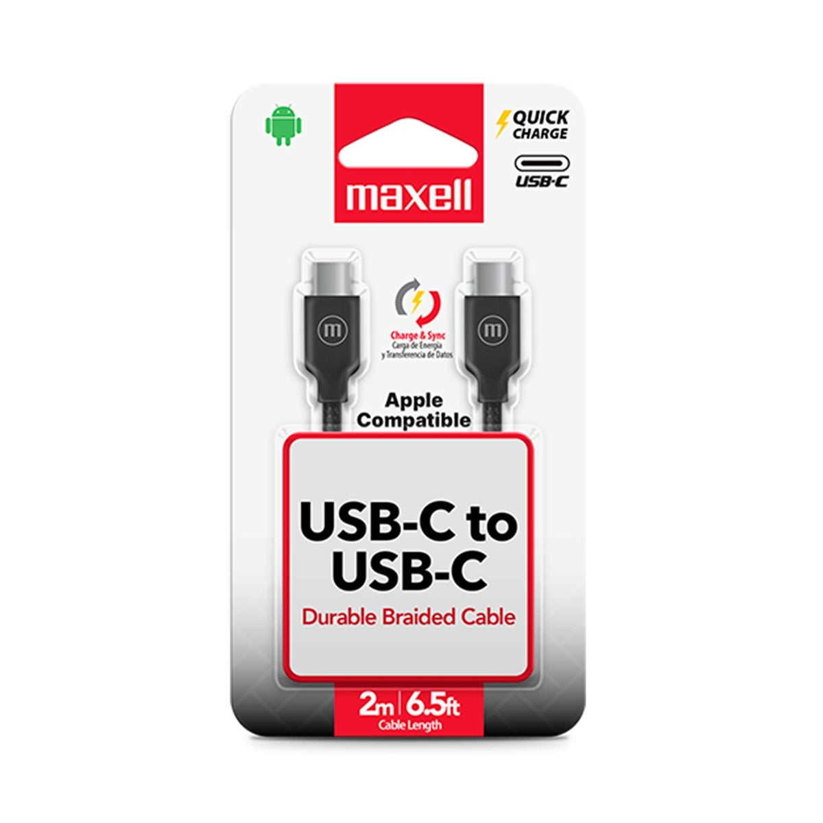 Cable de Carga Trenzado Maxell 2m Negro USB-C - MAXELL - 11016159