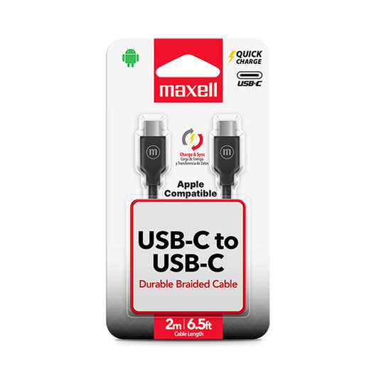 Cable de Carga Trenzado Maxell 2m Negro USB-C - MAXELL - 11016159