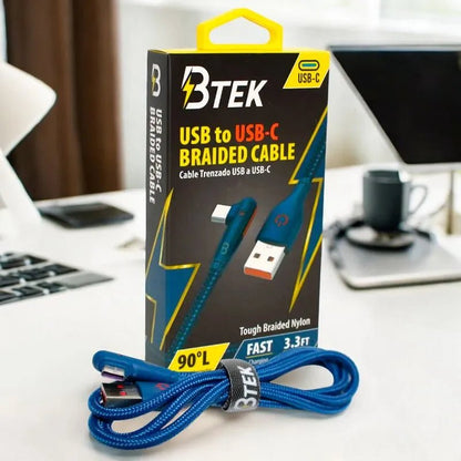 Cable Trenzado Btek Usb - C de 1 Metro - Azul Marino - BTEK - Titan.com.pa - 7452105560058