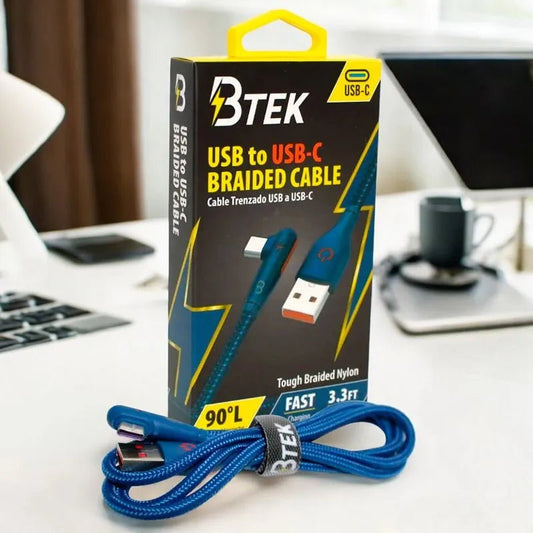 Cable Trenzado Btek Usb - C de 1 Metro - Azul Marino - BTEK - Titan.com.pa - 7452105560058