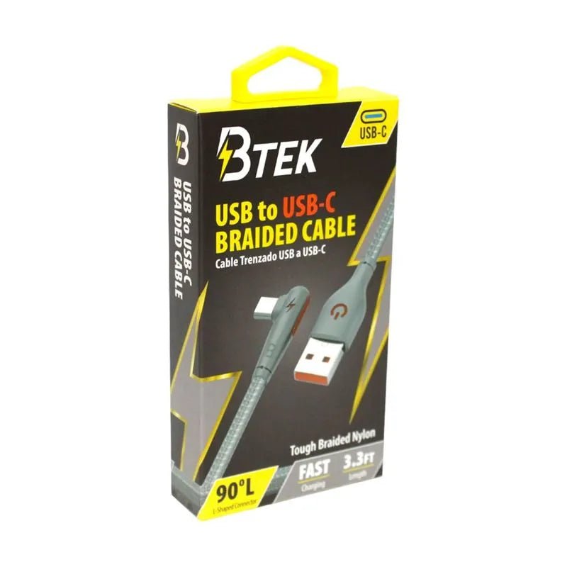 Cable Trenzado Btek Usb - C de 1 Metro - Gris - BTEK - Titan.com.pa - 7452105560065