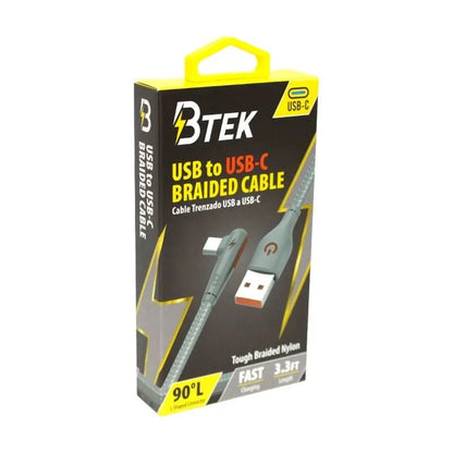 Cable Trenzado Btek Usb - C de 1 Metro - Gris - BTEK - Titan.com.pa - 7452105560065