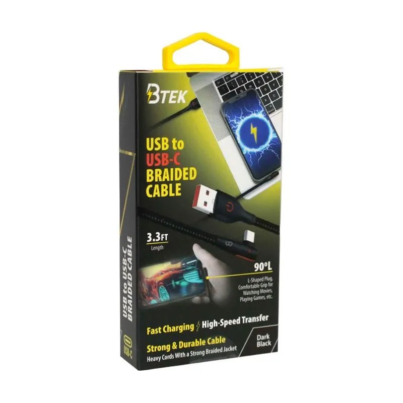 Cable Trenzado Btek Usb - C de 1 Metro - Negro - BTEK - Titan.com.pa - 7452105560041