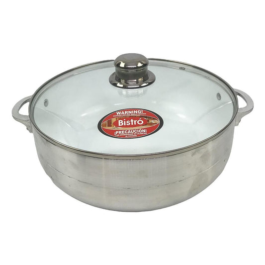 Caldero de Aluminio Bistro Con Tapa de Aluminio 30 cm
