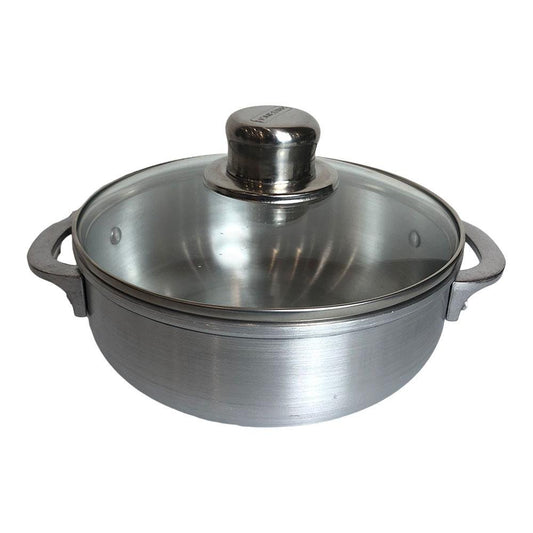 Caldero de Aluminio Homestar Con Tapa de Vidrio 24 cm