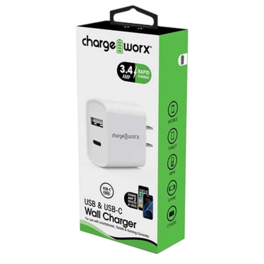 Cargador de Pared Chargeworx USB-A y USB-C Blanco
