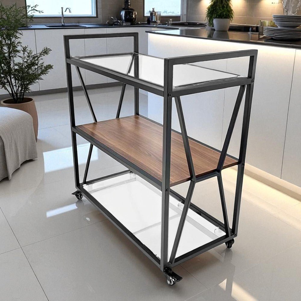 Carrito de Servicio / 3 Niveles / Metal y Madera - Elements Furniture - Titan.com.pa - 2100001051426