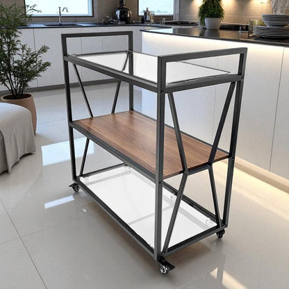 Carrito de Servicio / 3 Niveles / Metal y Madera - Elements Furniture - Titan.com.pa - 2100001051426